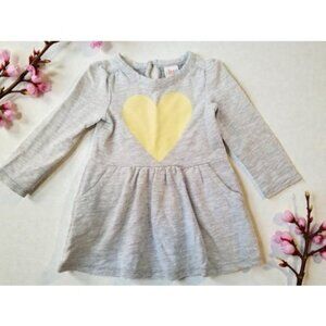 CIRCO Gray Sparkly Heart Long Sleeved Dress Girls Size 2T Pockets